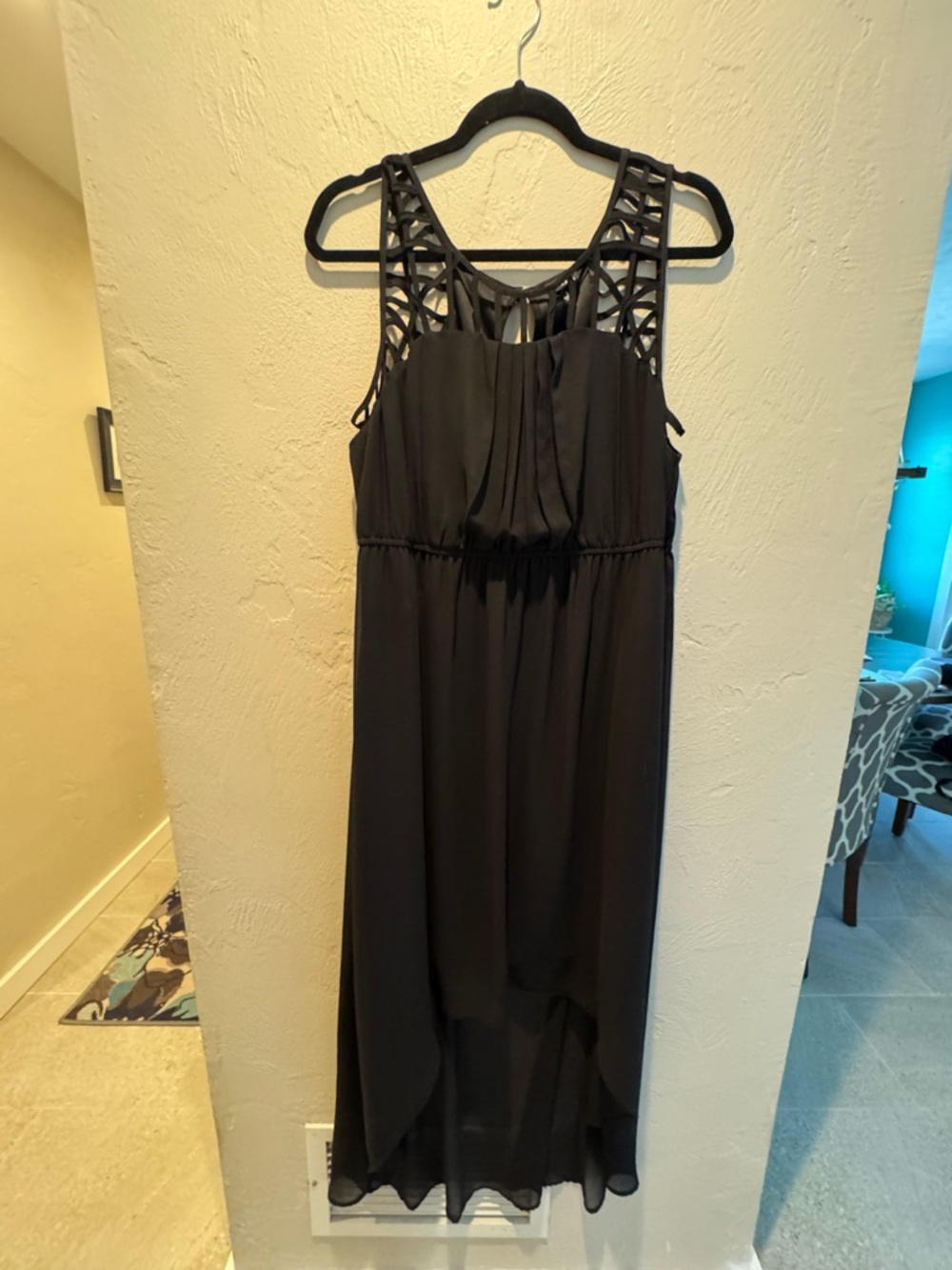 torrid Black Sleeveless High-Low Dress with Lattice Yoke